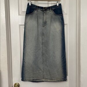 Rudolph Valentino 1921 Vintage-Style blue Denim Midi Skirt | Size 76 (US ~6–8)
